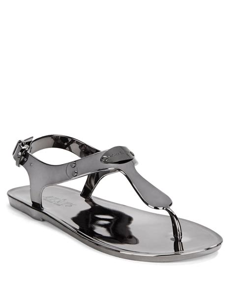 michael kors plate thong sandal black|Michael Kors jelly thong sandals.